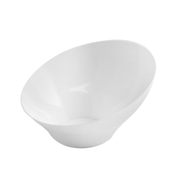6oz Small Angled White Serving Bowls- 8 per Pack Premium Heavyweight Plastic, fancy disposable bowls