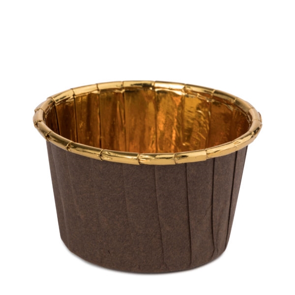 Brown Pleated Baking Cups w/ Gold Rim 16 ct