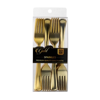 Gold Settings Sparkles Collection Forks 32 ct