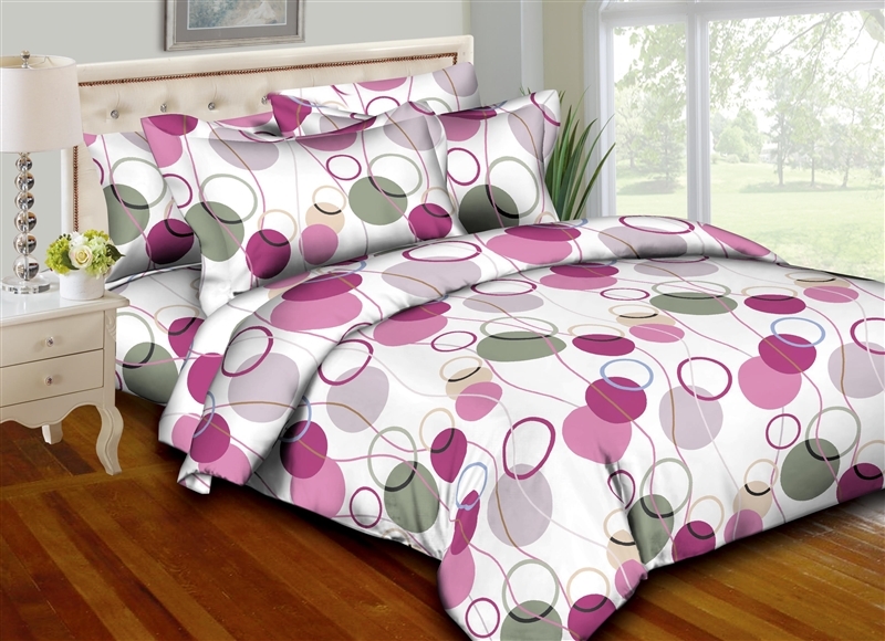 Better Bed Collection: Circle & Strings Pink 8PC Twin Bedding Set