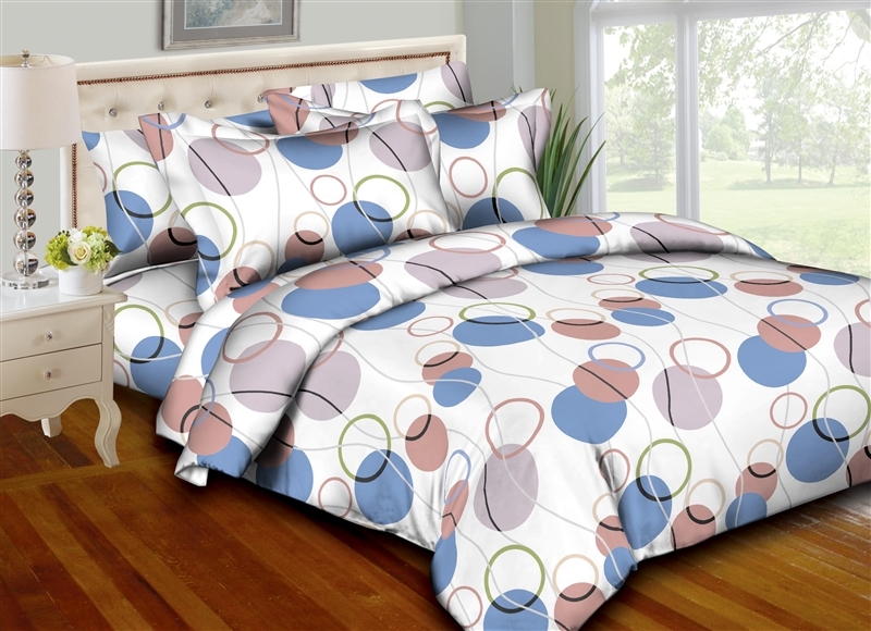 Better Bed Collection: Circle & Strings Blue 8PC Twin Bedding Set