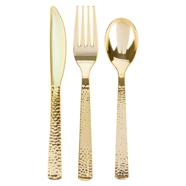 Gold Settings Pebbled Cutlery Combo 32 ct
