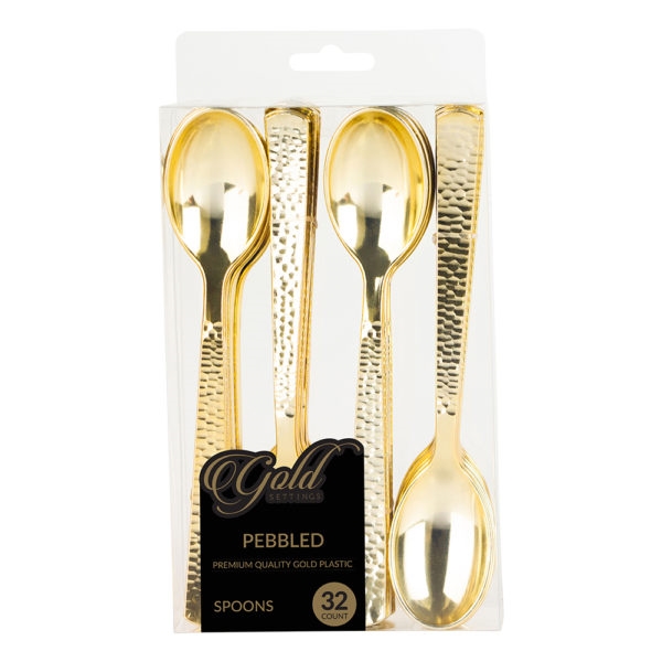 Gold Settings Pebbled Spoons 32 ct