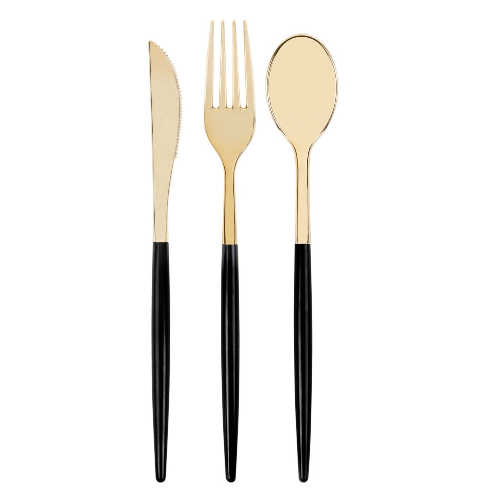 Chic Flatware Gold and Black 32ct Combo