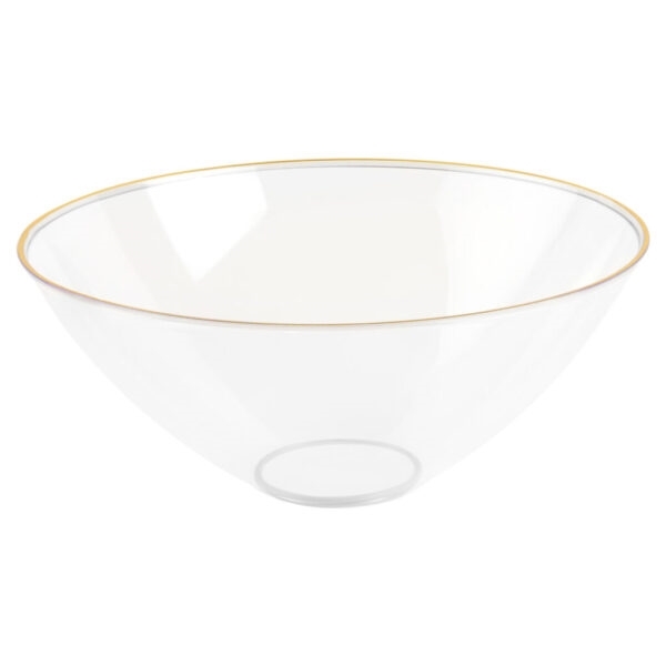 Organic Large Clear Salad Bowl with Gold Rim