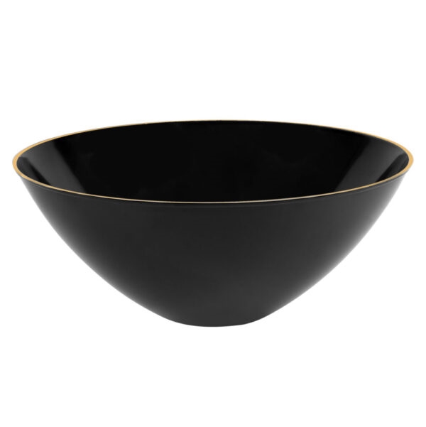 Organic Black Large Salad Bowl with Gold Rim