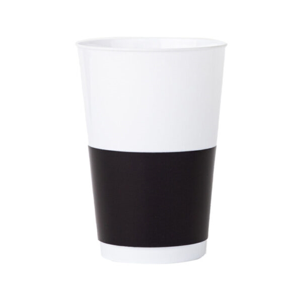 12oz Prime Collection White with Black Band Plastic Tumblers Round