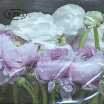 Pink and White Ranunculus Decorative Napkins - 20 ct