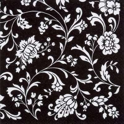 Arabesque Black and White Decorative Napkins - 20 ct