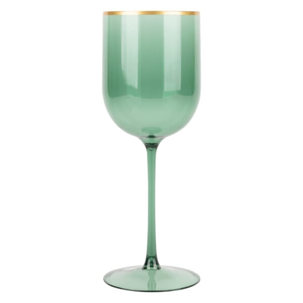 Green Gold Rim Wine Glasses 12oz