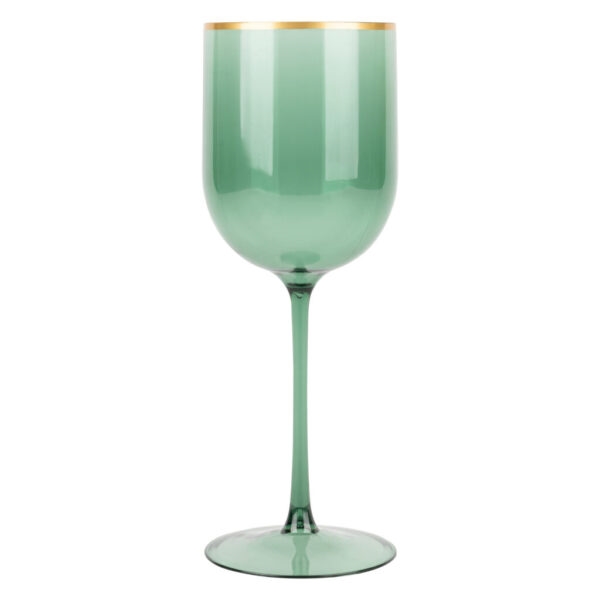 Green Gold Rim Wine Glasses 12oz