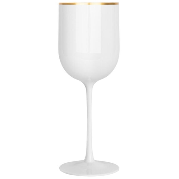 12 Pack  6oz Clear Gold Rim Plastic Wine Glasses