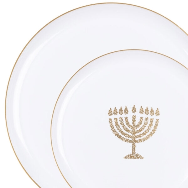 Glittered Chanukah Dinnerware in White