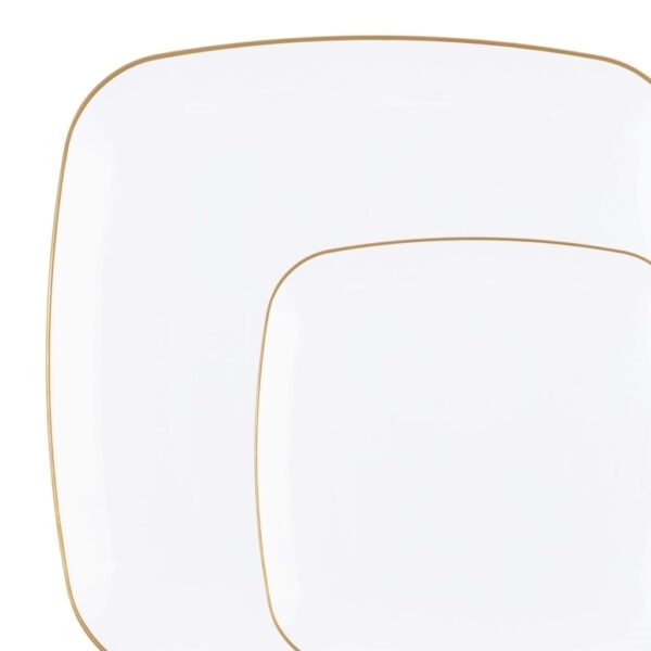Organic Square White with Gold Rim Collection