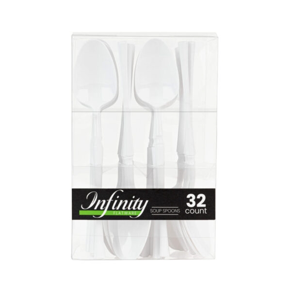 Infinity Flatware White Soup Spoons  32ct