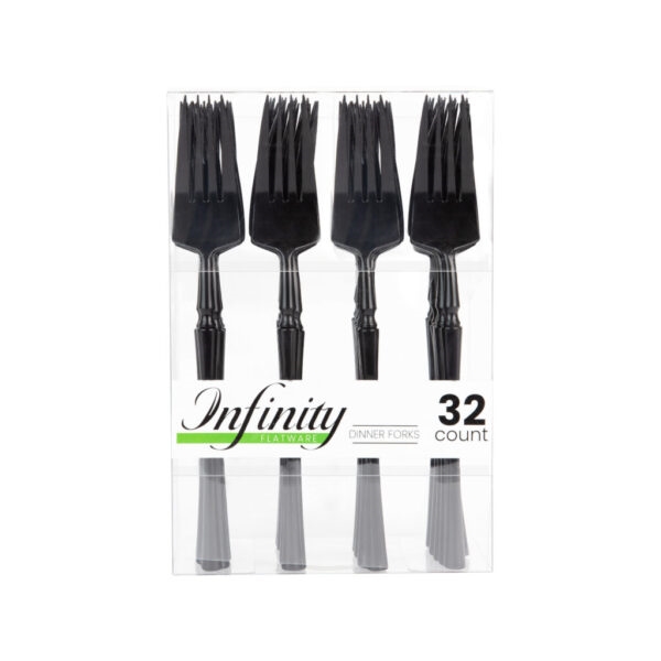 Infinity Flatware Black Dinner Forks 32ct