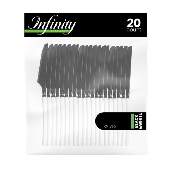 Infinity Flatware White/Black Knives 20ct