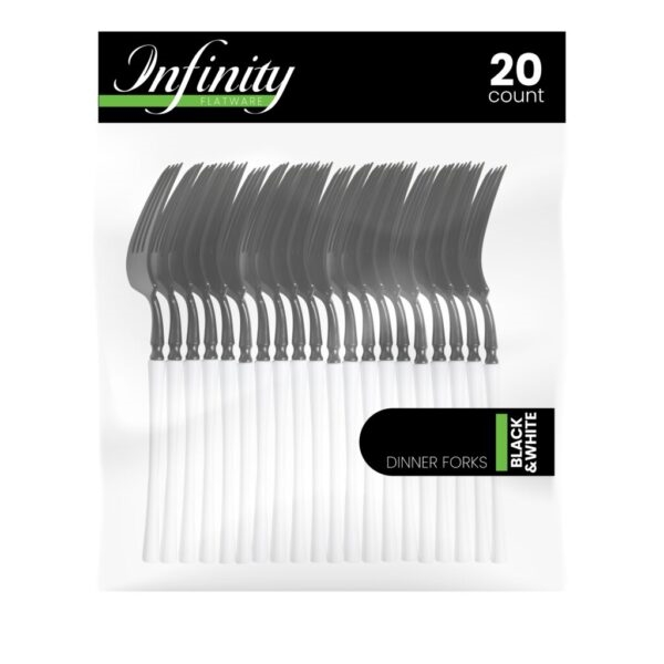 Infinity Flatware White/Black Dinner Forks 20ct