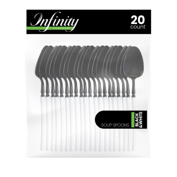 Infinity Flatware White/Black Soup Spoons 20ct