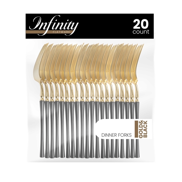 Infinity Flatware Gold and Black Dinner Forks 20ct