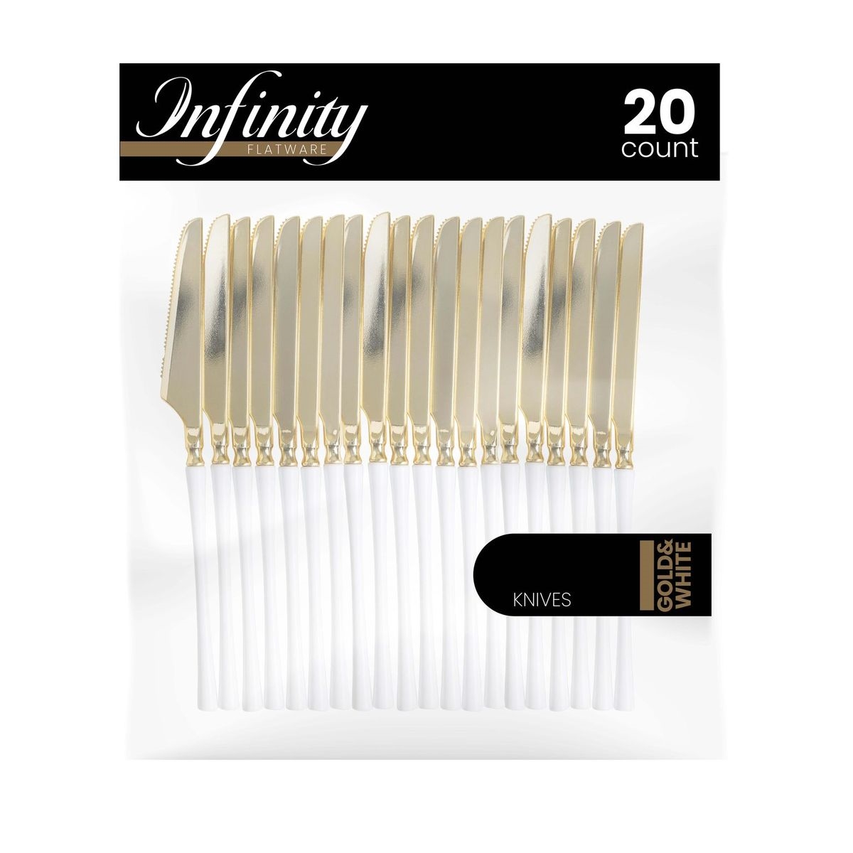 Infinity Flatware Gold and White Knives 20ct