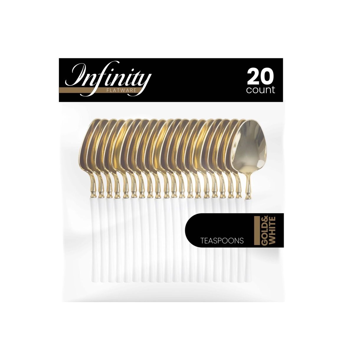 Infinity Flatware Gold and White Teaspoons 20ct