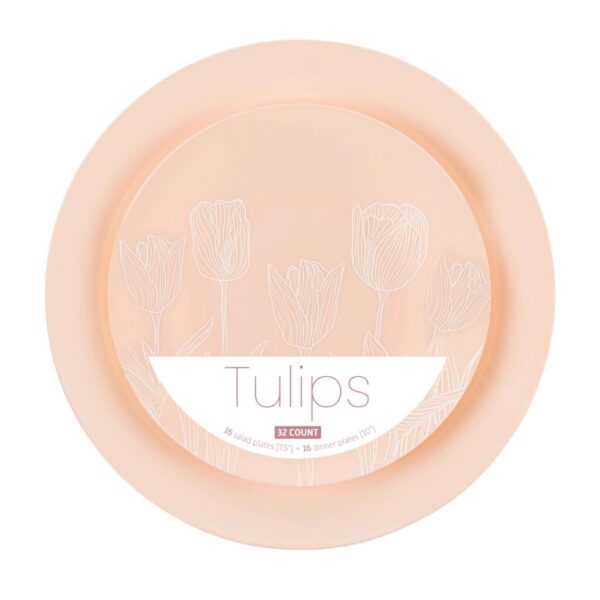 Tulips Dinnerware 32 Count Combo in Soft Pink