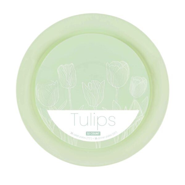 Tulips Dinnerware 32 Count Combo in Soft Green
