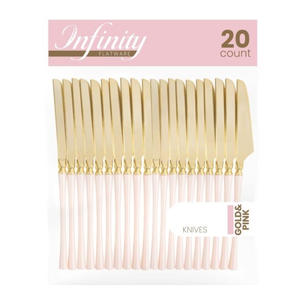 Infinity Flatware Gold and Pink Knives 20ct