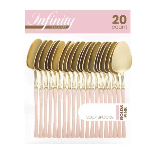 Infinity Flatware Gold and Pink Soup Spoons 20ct
