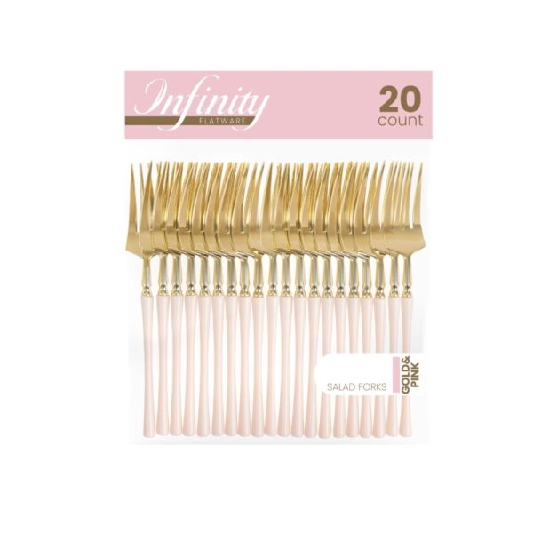 Infinity Flatware Gold and Pink Salad Forks 20ct