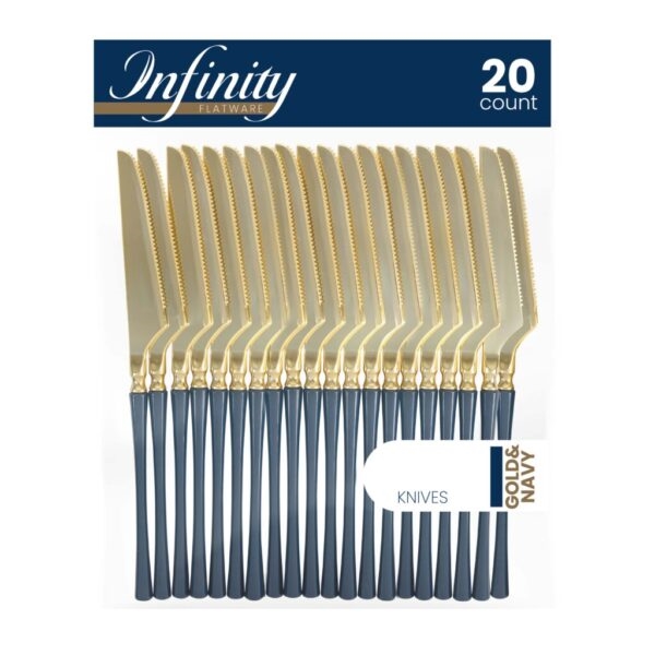 Infinity Flatware Gold and Navy Knives 20ct