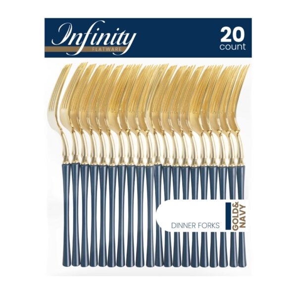 Infinity Flatware Gold and Navy Dinner Forks 20ct