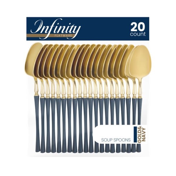 Infinity Flatware Gold and Navy Soup Spoons 20ct