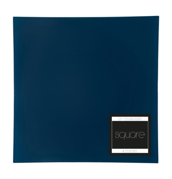 13" Square Flat Navy Blue Chargers (4 Count)