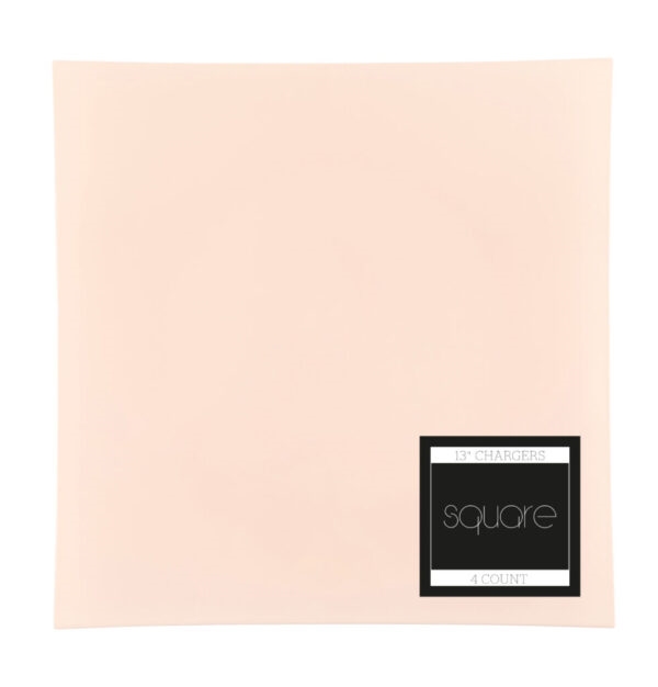 13" Square Flat Pink Chargers (4 Count)