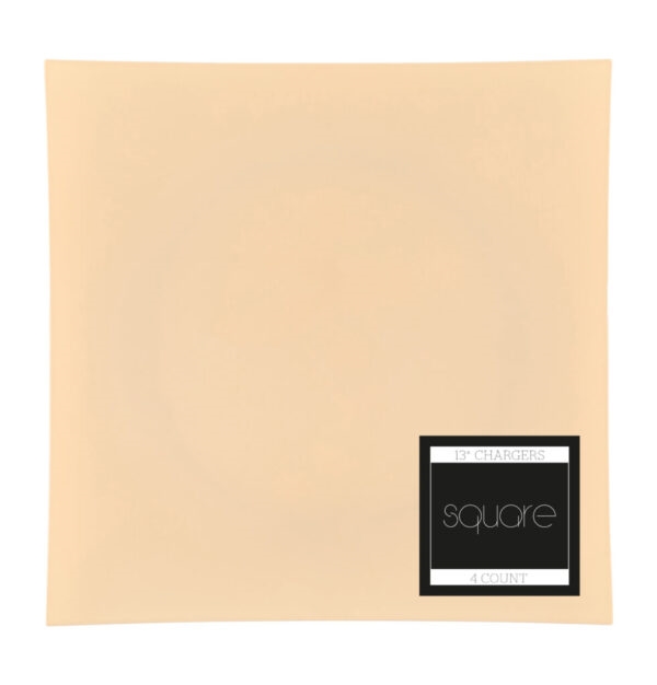 13" Square Flat Beige Chargers (4 Count)