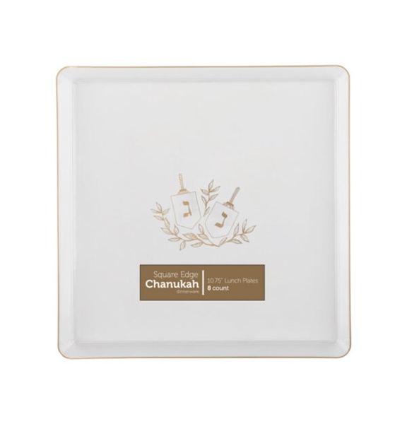 Chanukah Square Edge Clear/Gold 8 Count