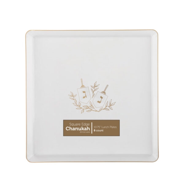 Chanukah Square Edge Clear/Gold 8 Count