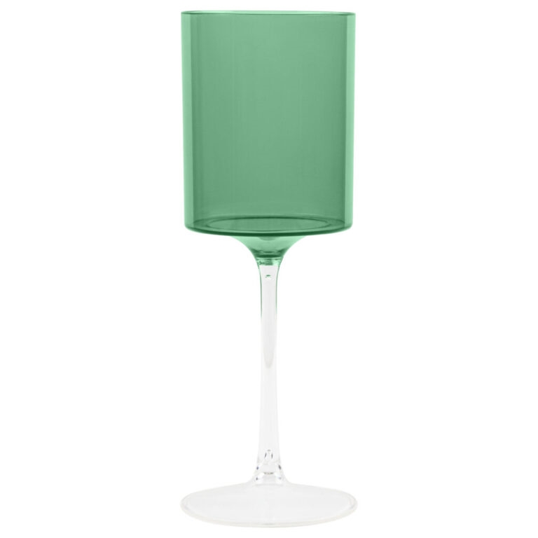 Two Tone Wine Glass 14oz Green/Clear