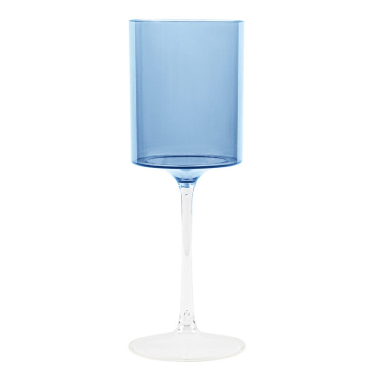 Two Tone Wine Glass 14oz Blue/Clear