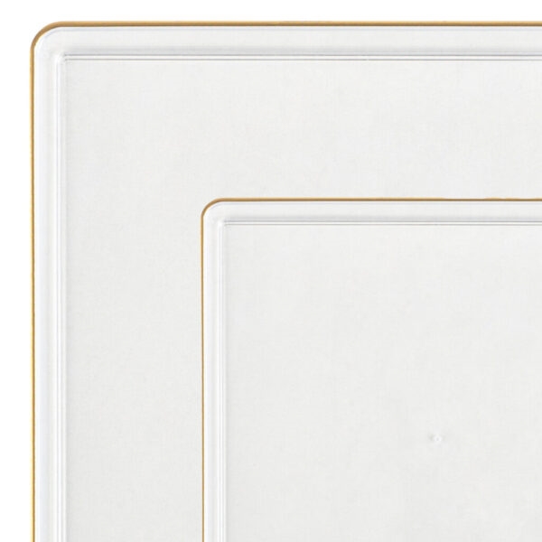 Edge Collection Square Plates Clear/Gold Rim