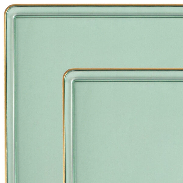Edge Collection Square Plates Green Transparent/Gold Rim