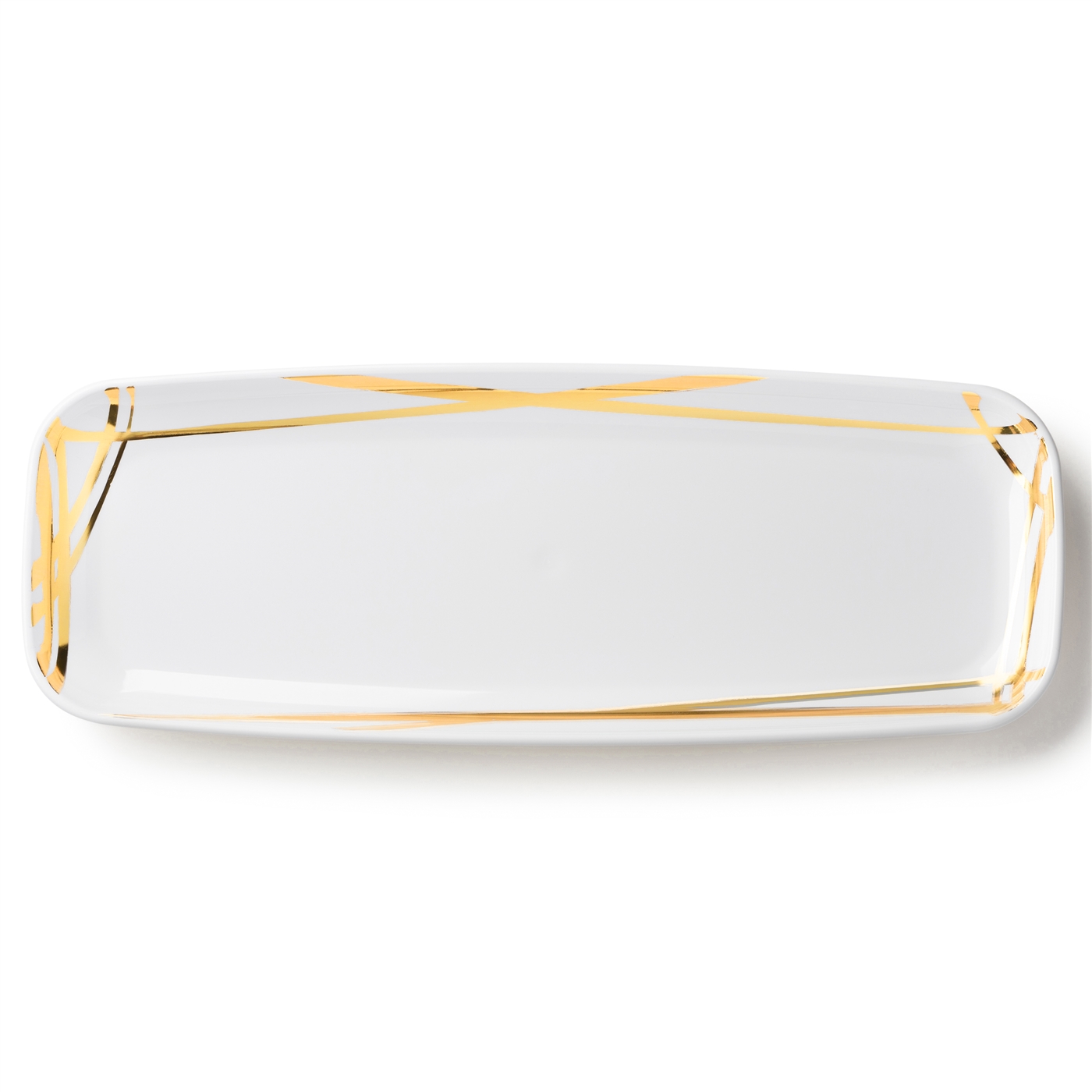 Decor Twist Collection White & Gold Oval Serving Tray