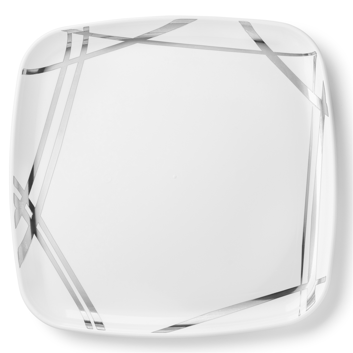 Decor Twist Collection White & Silver Large  Square Serving Tray