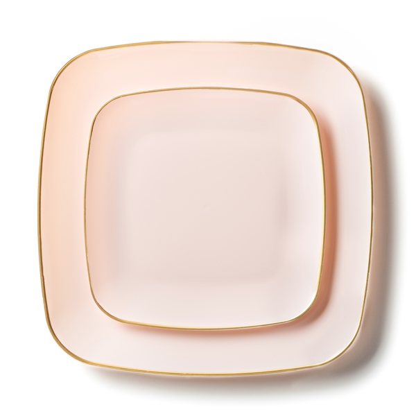 Decor Classic Square Collection Pink with Gold Rim