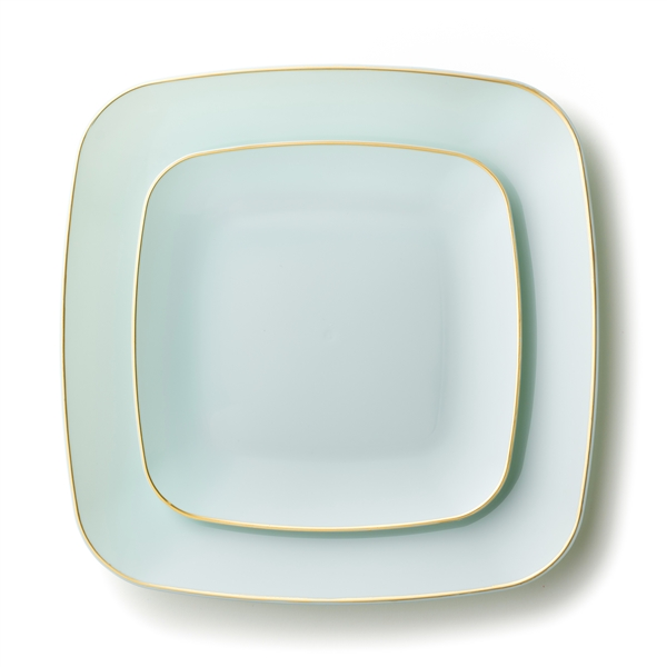 Decor Classic Square Collection Turquoise with Gold Rim