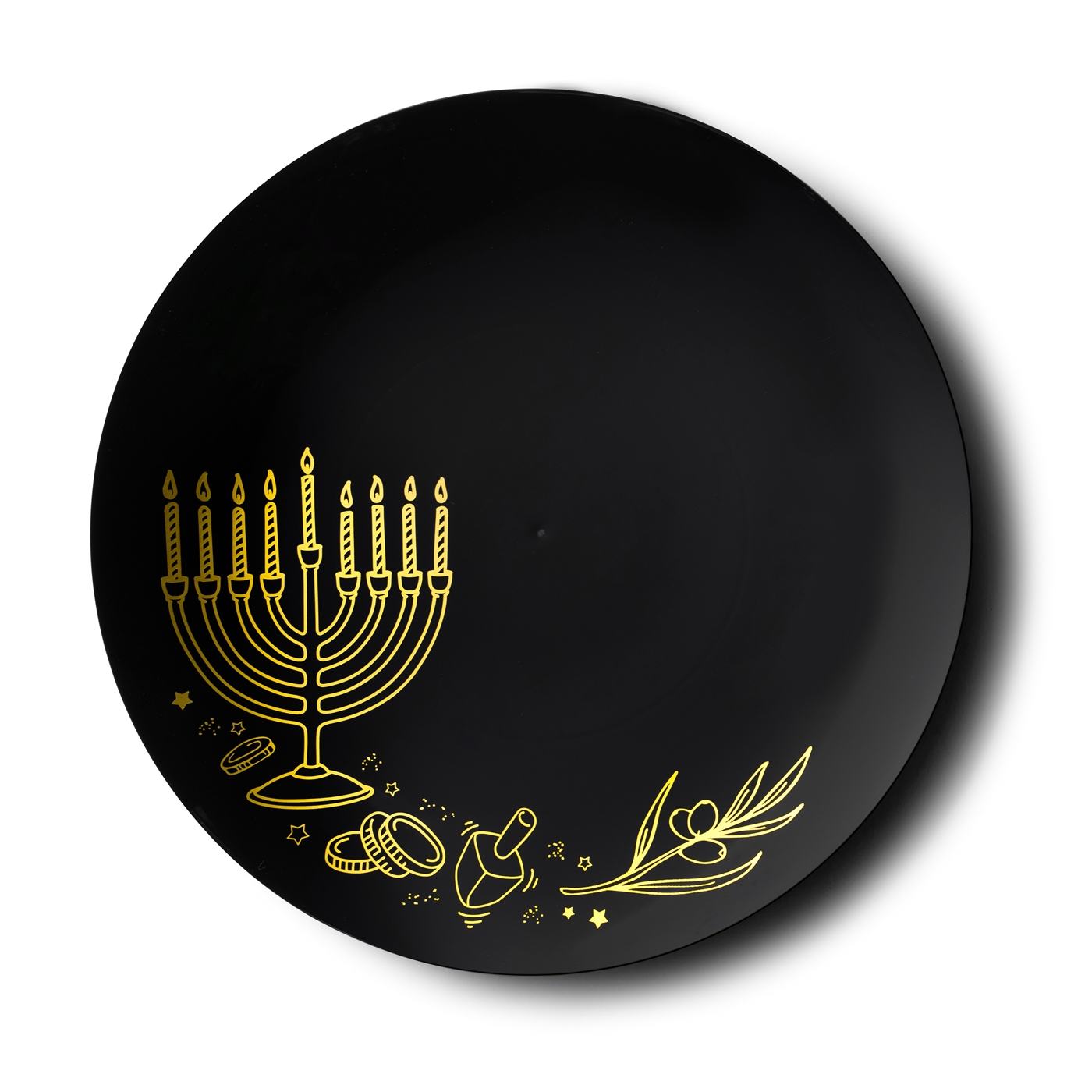 Decor Chanukah Plates Collection Black with Gold