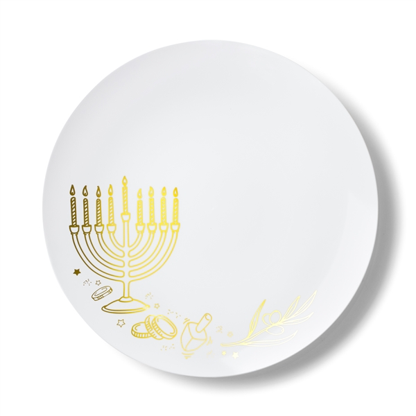 Decor Chanukah Plates Collection White with Gold
