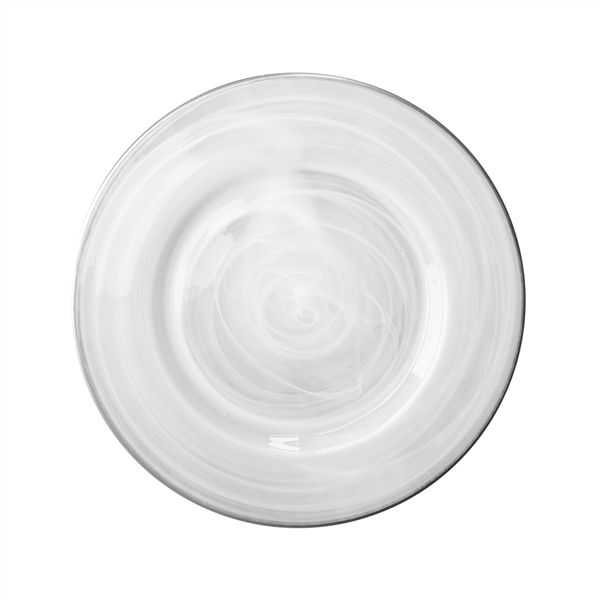 Glass Alabaster Silver Charger Plate - Luxury Table DÃ©cor